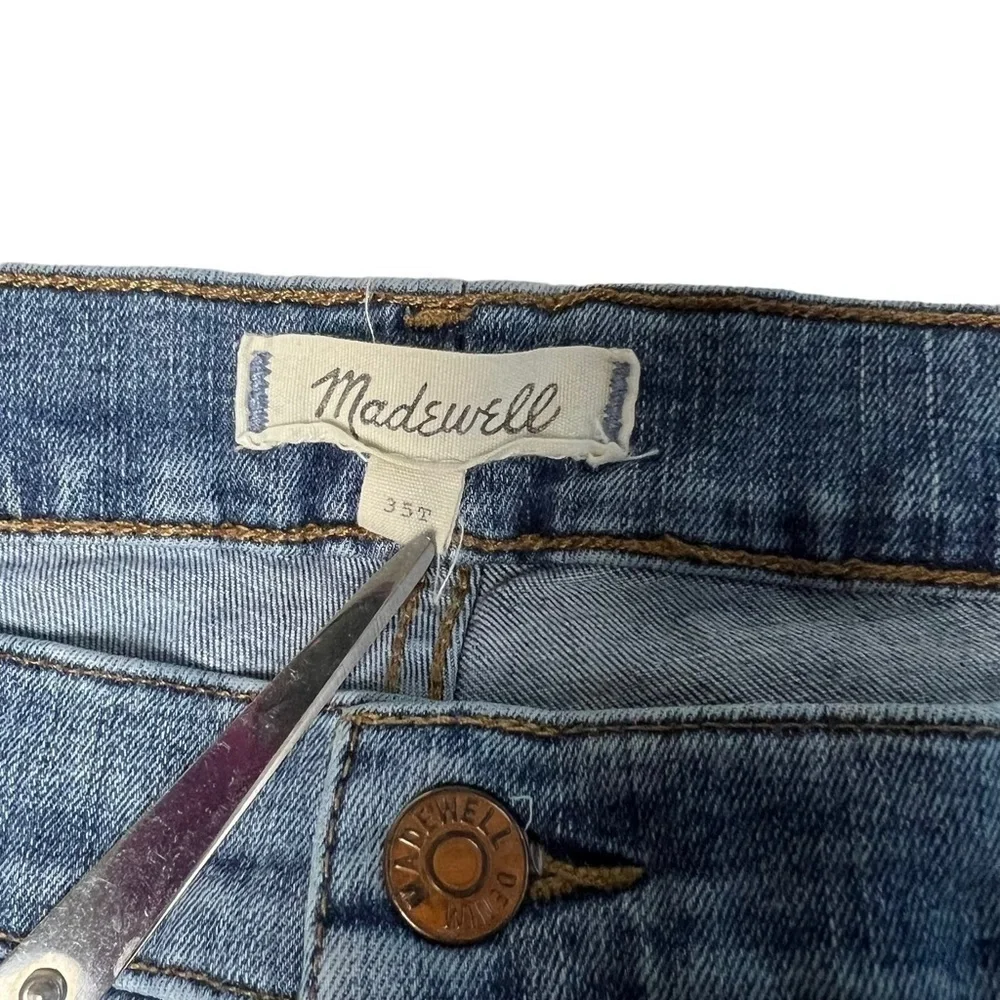 Madewell Womens Blue High Rise Stovepipe Straight Leg Denim Jeans 35T Raw Hem